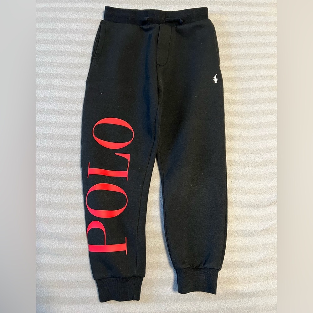 Polo by Ralph Lauren Kids Black Joggers with Red Logo